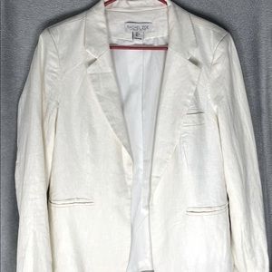 Rachel Zoe Jackets & Coats | Rachel Zoe White Linen Open Blazer